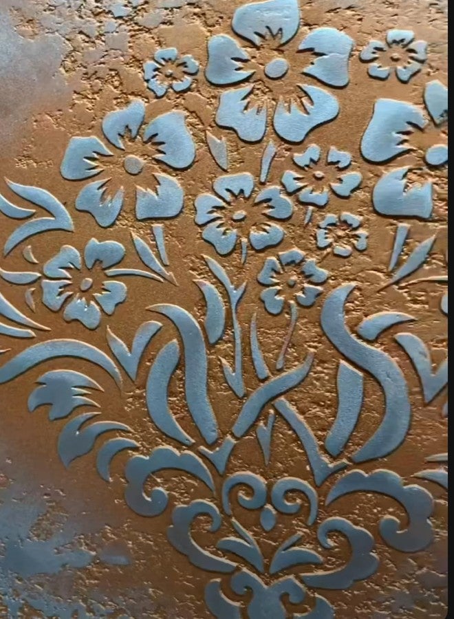 technoart Decorative Floral Wall Stencil, Reusable Putty Design Pattern, 12x12 inch - Image 1